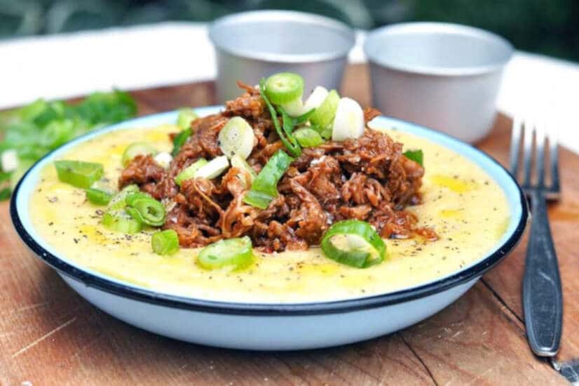 Pulled Pork With Cheesy Grits