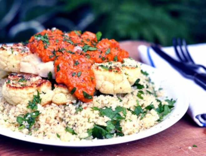 Cauliflower Steak With Romesco Sauce