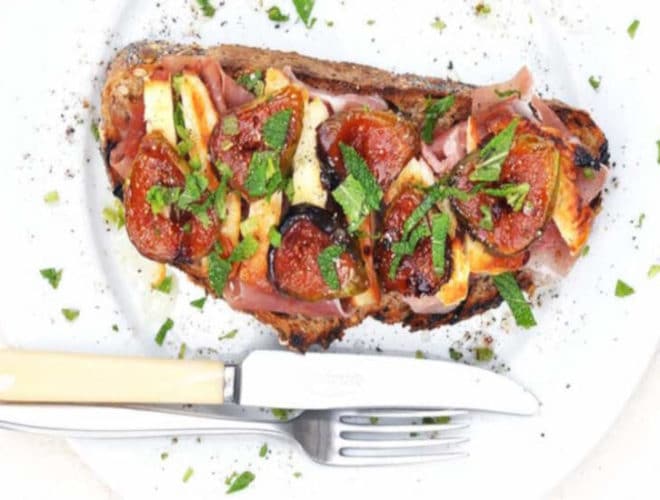 Fig Toast With Chilli Halloumi & Parma Ham