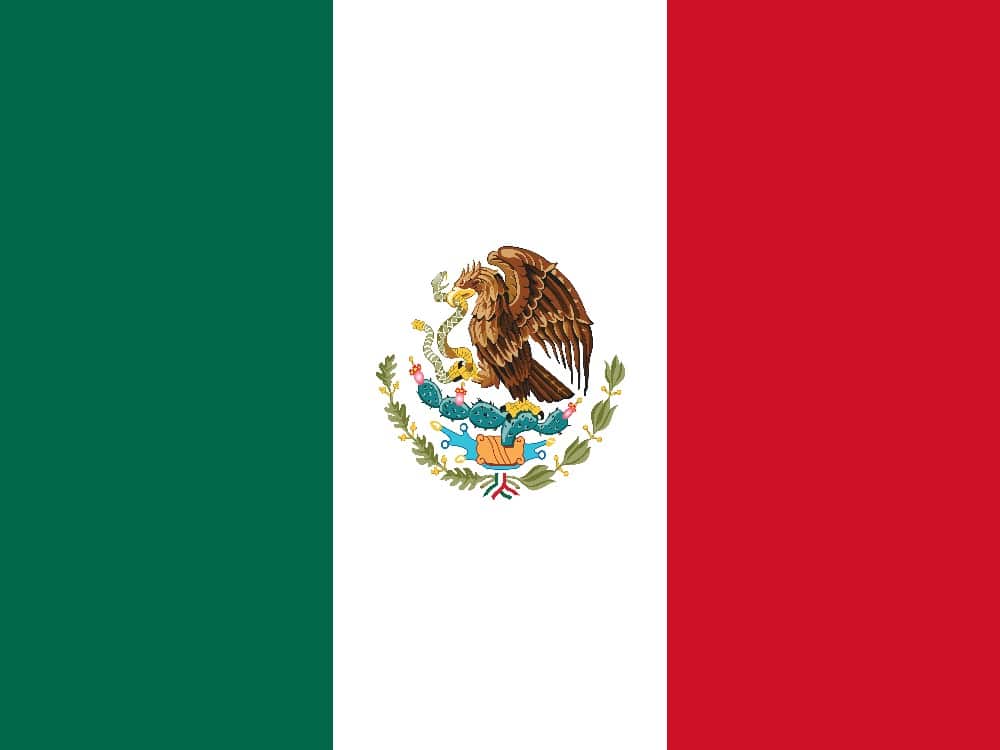 Flag of Mexico with eagle on cactus