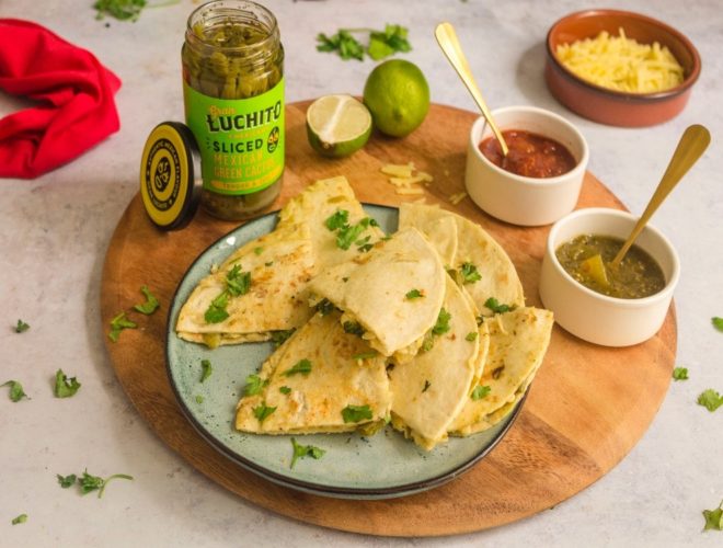 finished Quesadilla with cactus dish