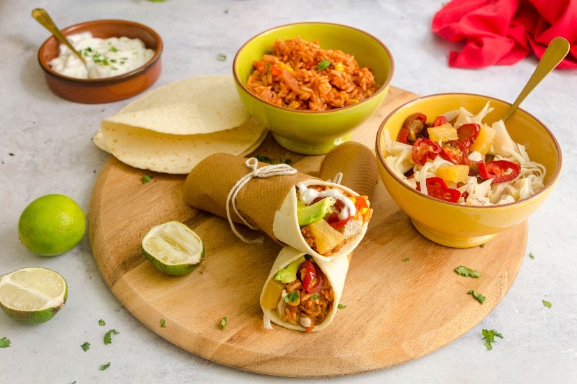 finished dish of vegan burrito