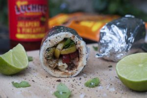 finished dish of bean burrito
