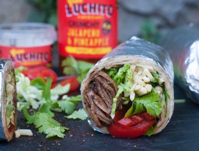 finished dish of beef burrito