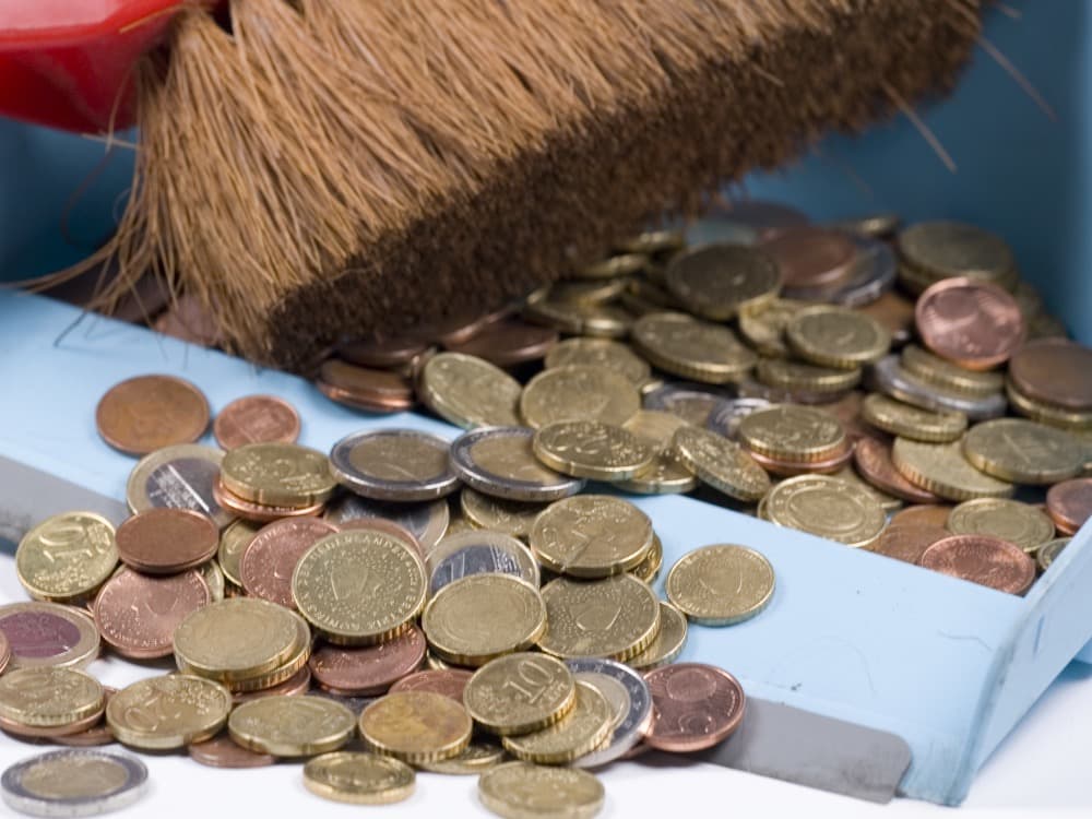 sweeping coins for luck