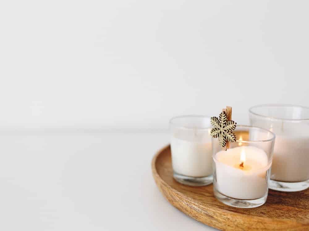 tray with a candle